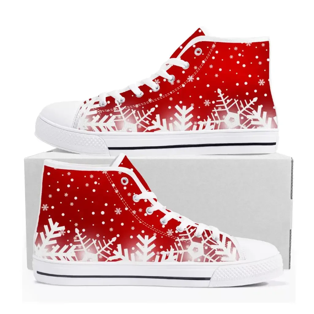 

Merry Christmas Santa Claus Snowman High Top Sneakers Mens Womens Teenager Canvas High Quality Sneaker Couple Shoes Custom Shoe