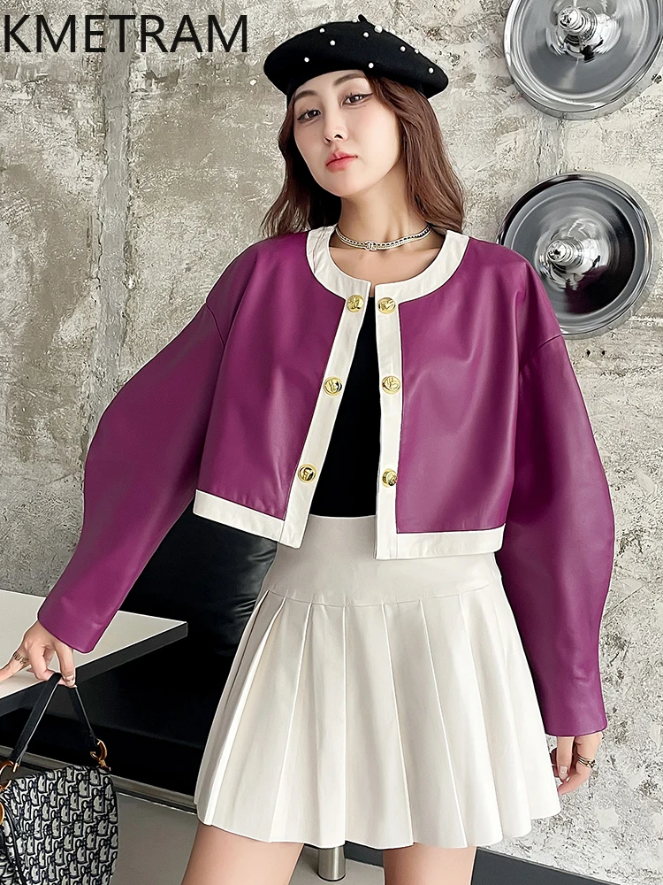 양피 재킷의 진짜 탑 레이어 여성 짧은 정품 가죽 자켓 여성 겉옷 가을 옷 2025 дубленка