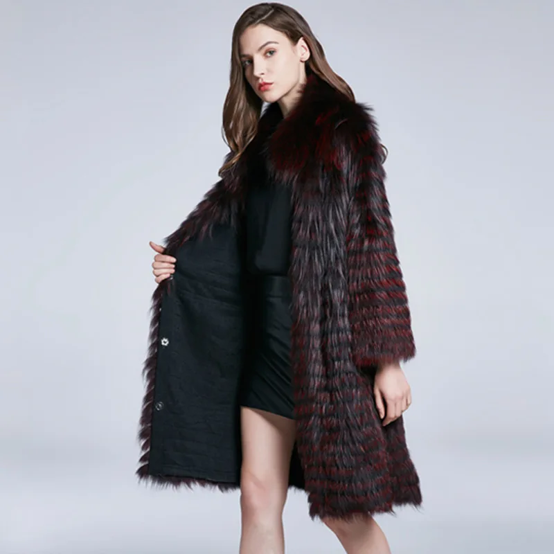 Nouveau Manteau d'herbe en fourrure de renard coloré pour femmes, Style Long