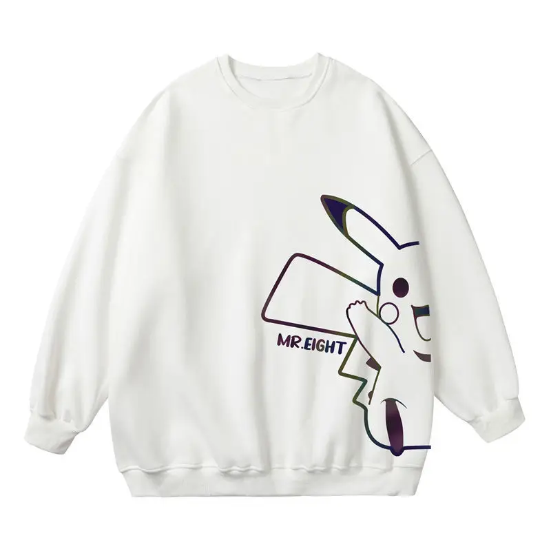 عاكس Crewneck هوديي الذكور أزياء Instagram طالب زوجين الربيع والخريف ملابس وسيم معطف كبير الحجم