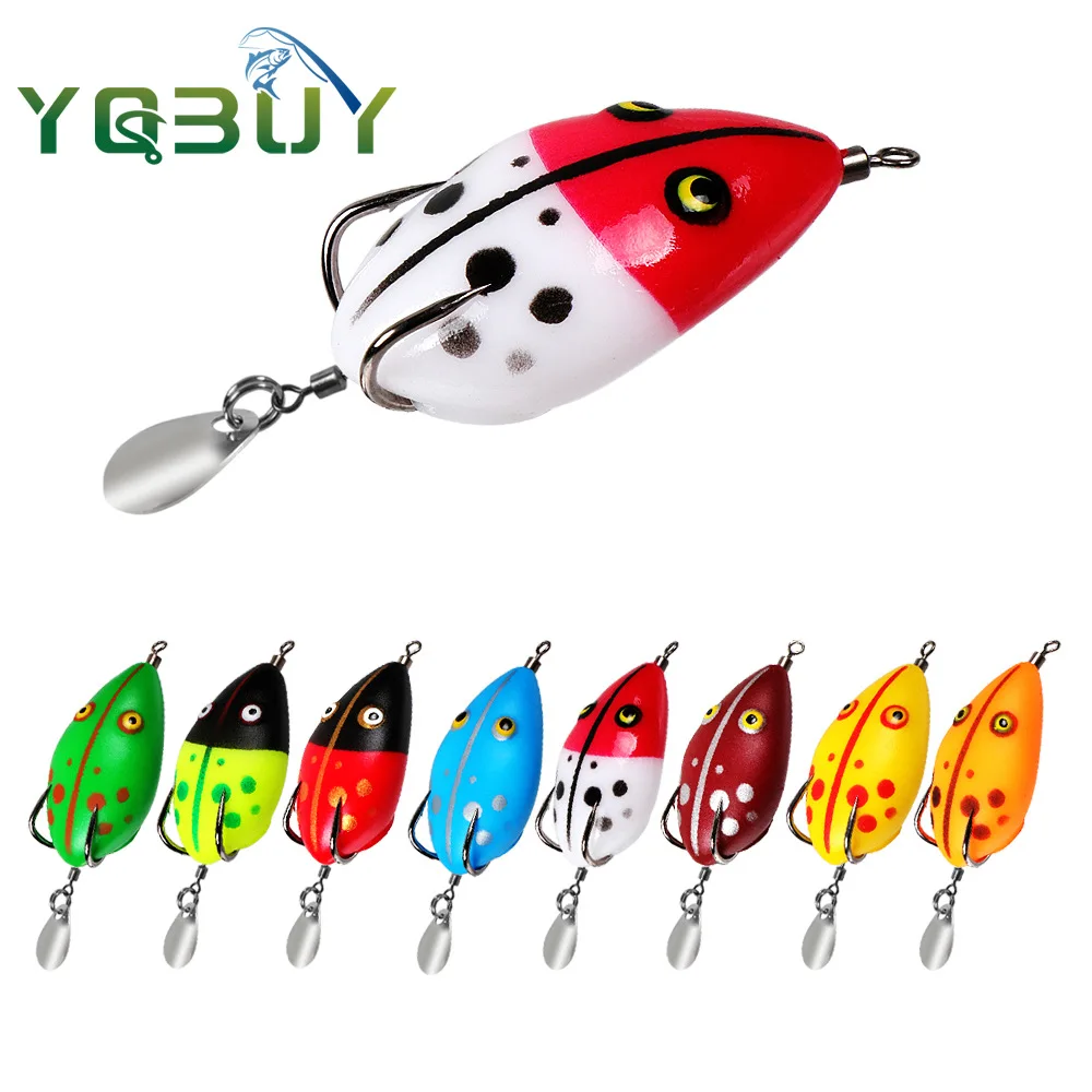 4cm/5.3g Soft Frog Fishing Lure Mini Soft Lure Double Hooks Top Water Ray Frog Artificial Bait