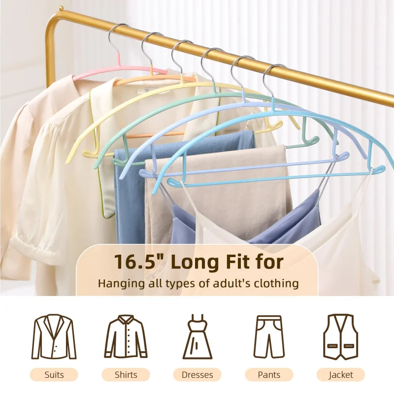 

14/28 Pack Heavy Duty Coat Hangers 16.5 Inch Wide Non Slip PVC Coated Metal Clothes Hangers for Sweaters Dresses Jackets
