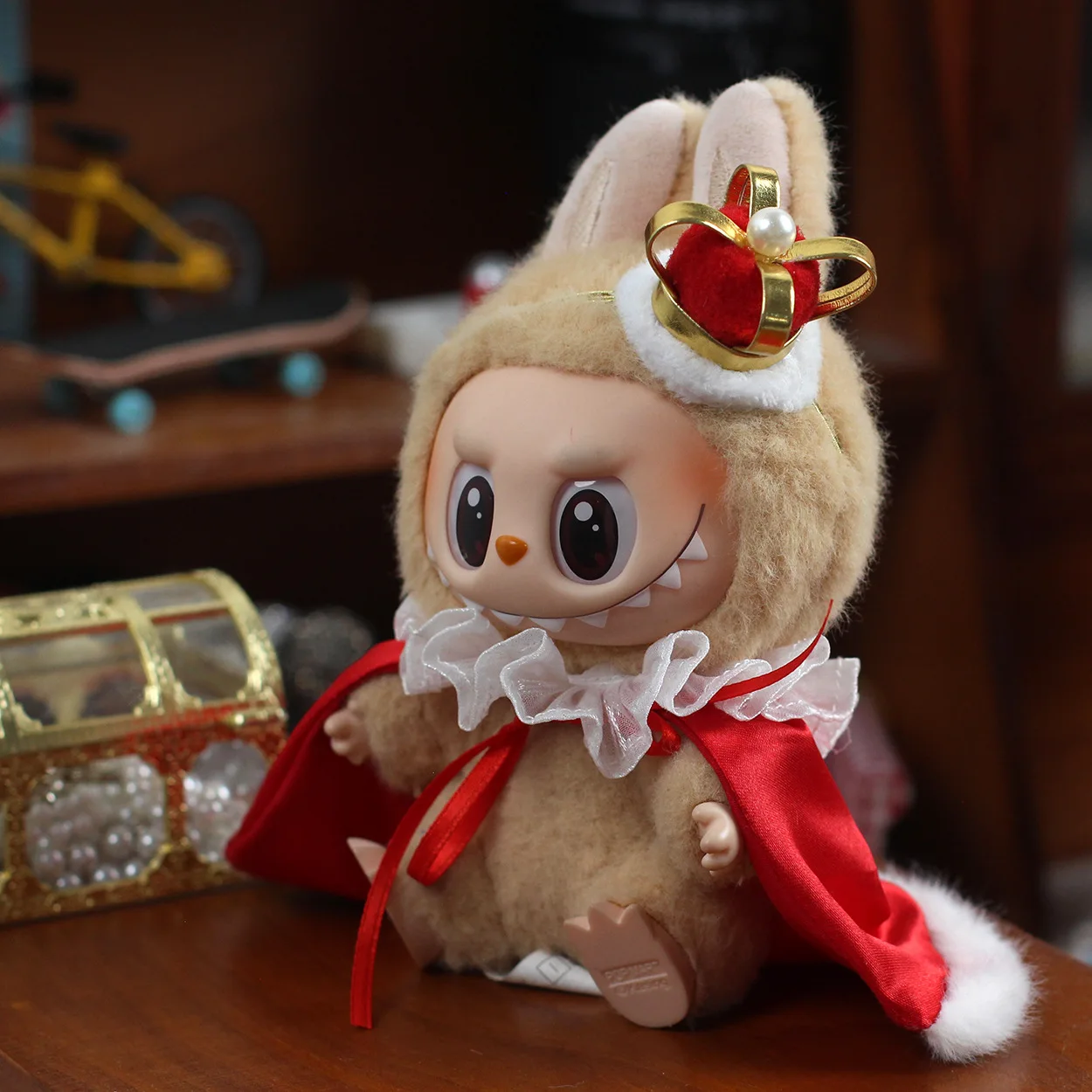 17 cm Puppenkleidung für Labubu Das Monster Outfit Zubehör Kleidung DIY Kinder Geschenk Königskrone Königsschal V1 V2 V3 Tragen