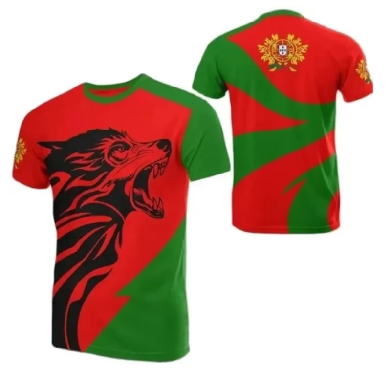 Portugal national emblem 3D printed O-neck short sleeved T-shirt for men's summer new fashion casual street casual loose top