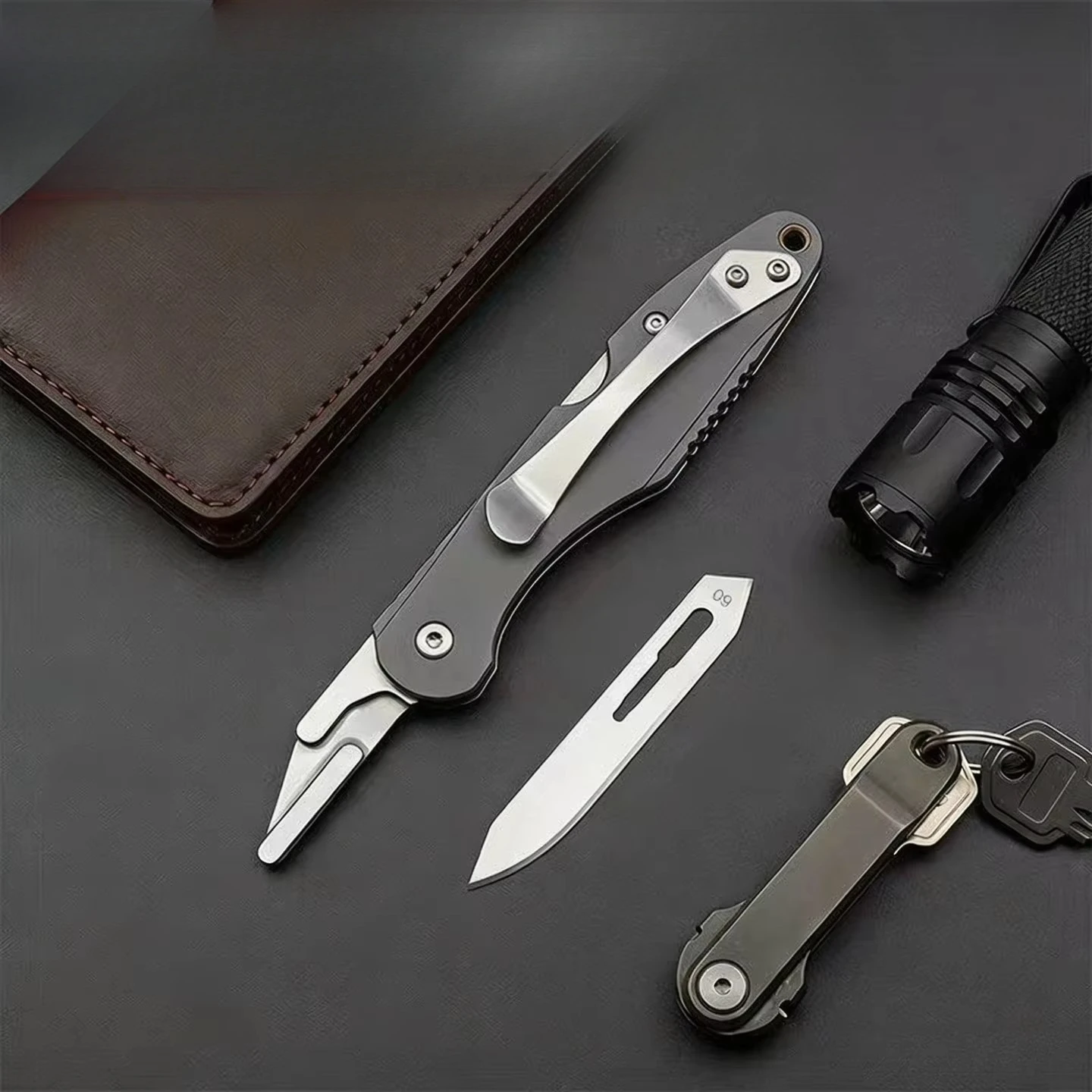 Full Steel Surgical Knife Foldable Fruit Knife Multi-Purpose Pocket Tool Window Breaker Hex Wrench Bottle Opener Rope Knife