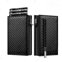 Tarjetero Rfid, monedero de lujo de fibra de carbono, tarjetero para tarjetas bancarias, monedero minimalista para hombres, cartera Masculina
