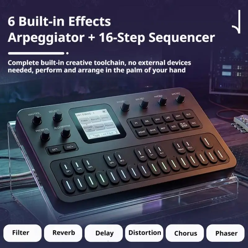 6-Operator Speaker FM1 Effect FM Synthesizer,32-Algorithm 128 Preset Built-In,Mini Portable 27 Key FM1 Bluetooth Synthesizer