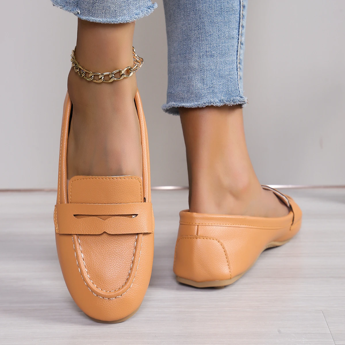Women Shoes Soft Leather Shoes with Loafers Dark Blue Flat Shoes Women\'s Casual Zapatos Mujer Flats Female Footwear Size 36-43