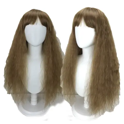 Harry Hermione Granger Cosplay Wig Brown Yellow Medium Long Wavy Hair Magic Awakened