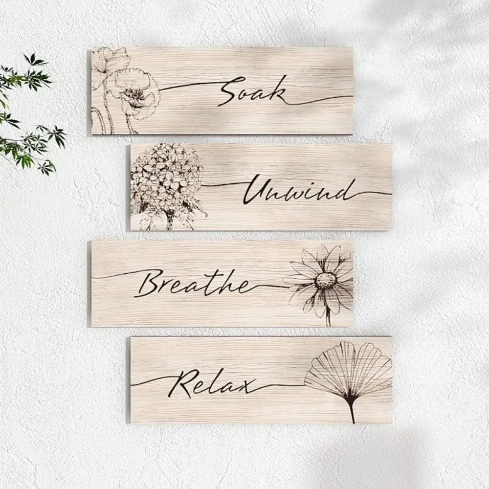 Wall Plate Wooden Floral Wall Art Funny Decorative Plants Hanging Sign Handmade Wall Decor Paintings Bathroom Decor - Image 2