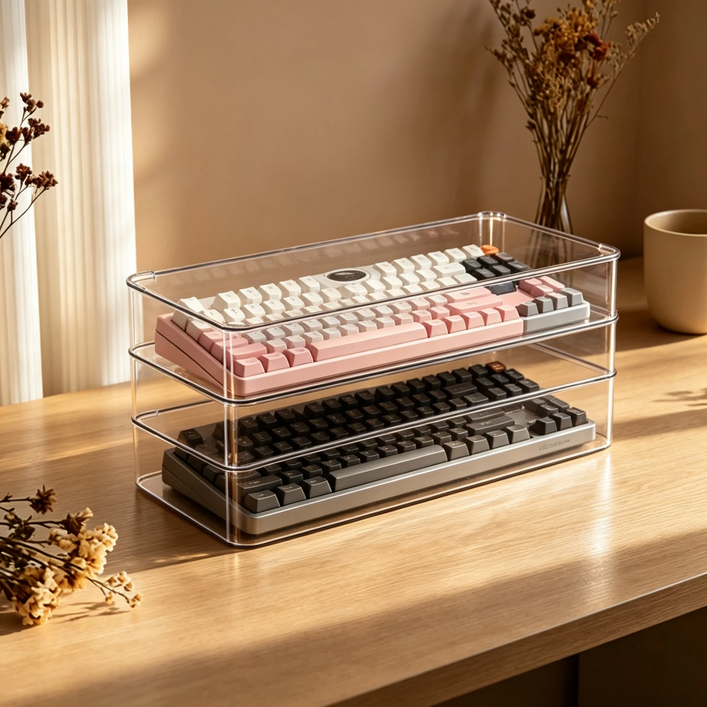 Acrylic Keyboard Mouse Multi-layer Storage Rack Dust-proof Display Box Wireless Mechanical Keyboards And Mice Organizer