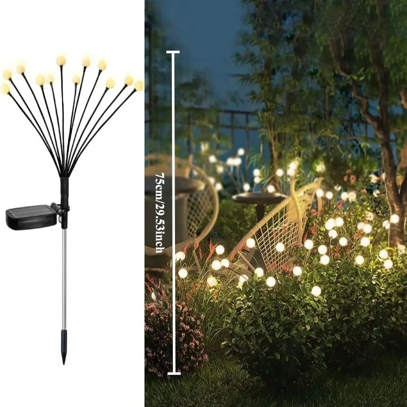 Solar Firefly Light String Courtyard Light Suitable for Outdoor Garden Decoration Wind Swing Light Ground Insertion Lawn Light image 5