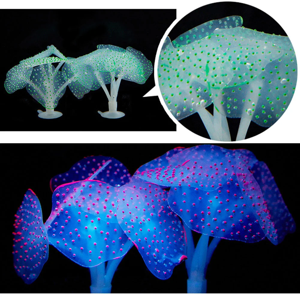 1Pcs Luminous Anemone Artificial Plant Aquarium Decor Plastic Underwater Weed Grass Fish Tank Decoration - view 6