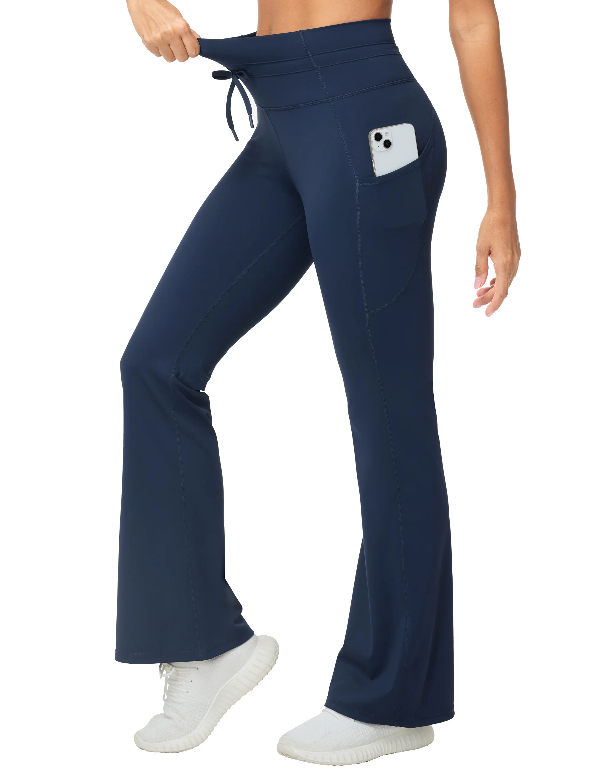 THE GYM PEOPLE Women's High Waisted Drawstring Flare Leggings Workout Soft Stetchy Bell Bottom Yoga Pants with Pockets