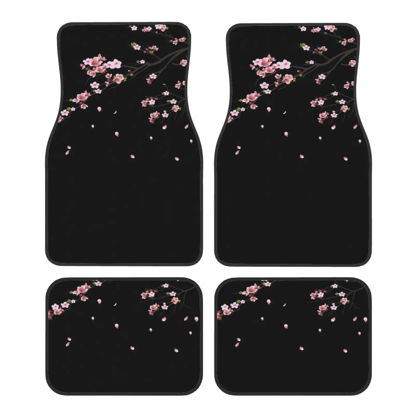 

Set Of 4 Sakura-Themed Car Floor Mats Suitable For All Suvs, Designed For Both Front And Rear Seats. These Stylish And Durable A
