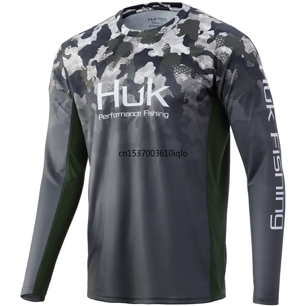 HUK Man's Long Sleeve Fishing Shirts Camouflage UV Protection Mesh T-Shirts UPF50+ Simms Products Apparel Replica