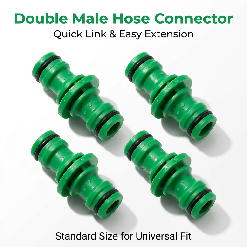 4Pcs Double Plug Hose Connector Extender for Garden Pipe Connecting Fast Release Quick Joint Irrigation Watering System Fitting