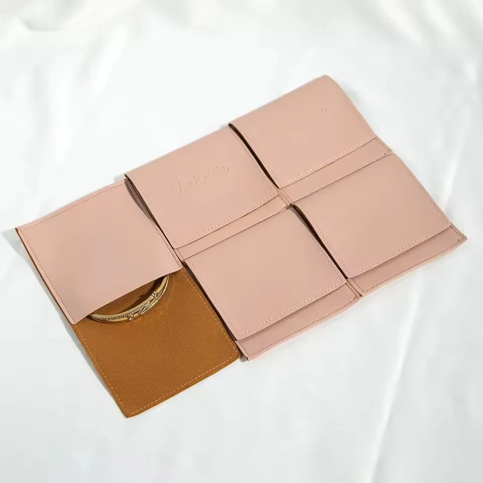 

5pack Wedding Favors For Guests PU Bag Leather Envelope Flap Packaging Pouch Travel Jewelry Organizer Storage Mini Gift Bags