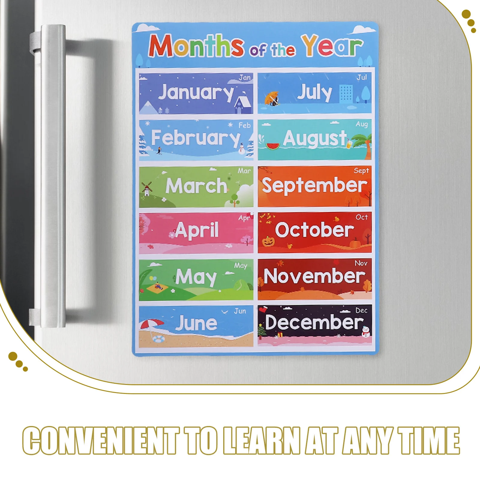 12Pcs Colorful Kids Learning Posters Educational Alphabet Animals Fruits Months Preschool Classroom Wall Decor Toddler Teaching