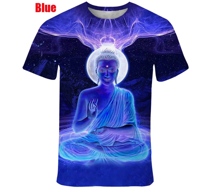 3D Buddha Shakyamuni Printing T Shirt For Men Round Neck Short Sleeve Kid Cool Buddhist Faith Tops T Shirts Harajuku Clothes Tee