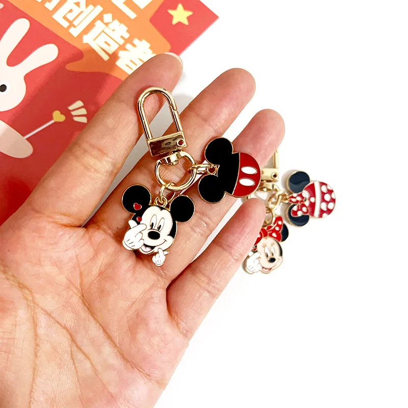 Cartoon Cute Mickey Minnie Mouse Pendnat Keychains for Women Men Couple Backpack Bag Car Keys Holder Charms Accessories Gifts