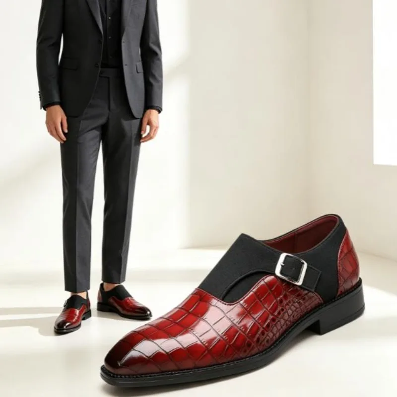 New British style mens leather shoe with buckle low heel business casual leather shos daily light luxury versatile leather shoes