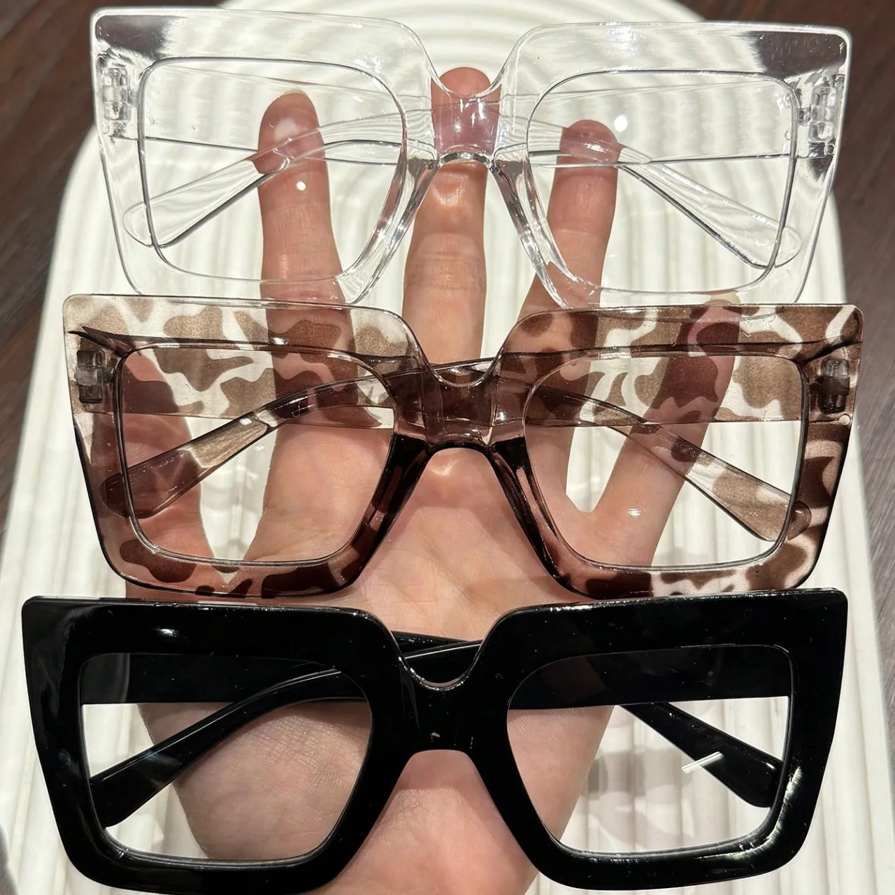 

Fashion large frame anti-blue light reading glasses luxury square frame reading glasses optical fashion anti-blue light glasses