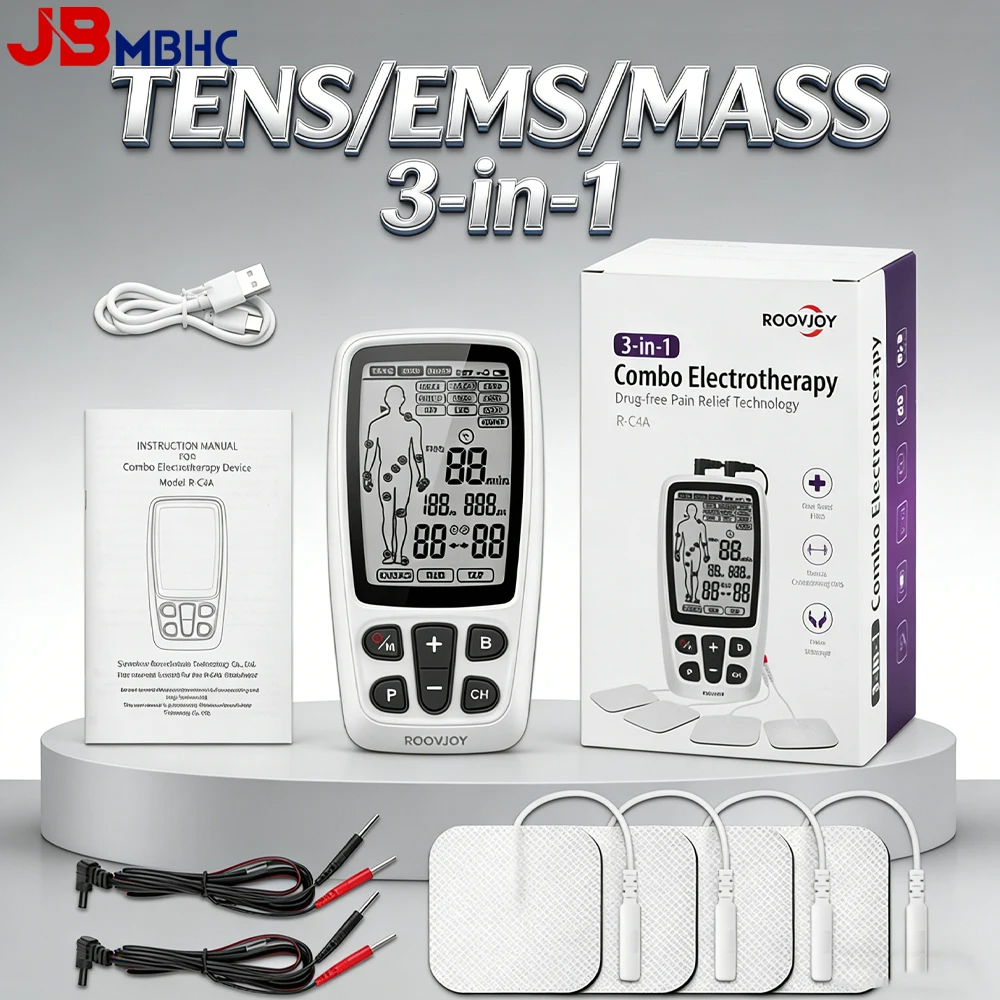 

Профессиональный электронный массажер-стимулятор мышц 3-в-1 EMS & TENS для шеи, спины, ног, стоп и всего тела