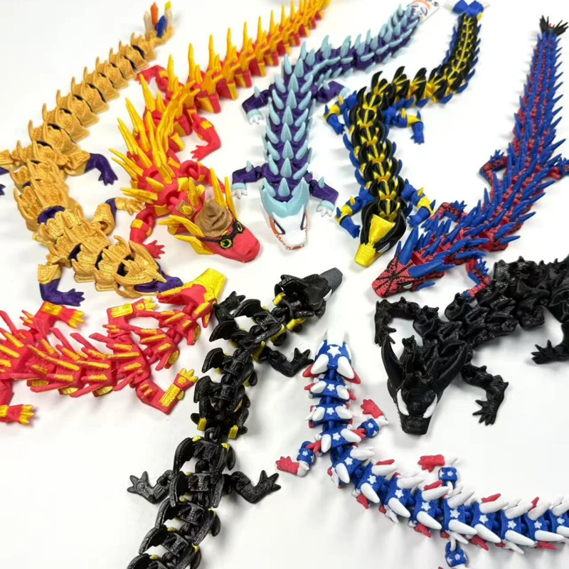 New 3D Printed Dragon Model Multi-joint Movable Simulated Dragon Miniature Statue Home Office Animals Ornaments Kids Gift