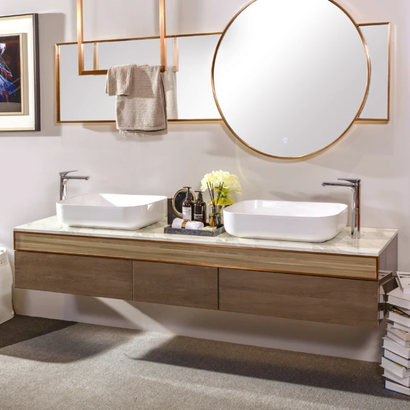 

Light Luxury Modern Rock Plate Bathroom Cabinet Combination Bathroom Large Unit Double Person