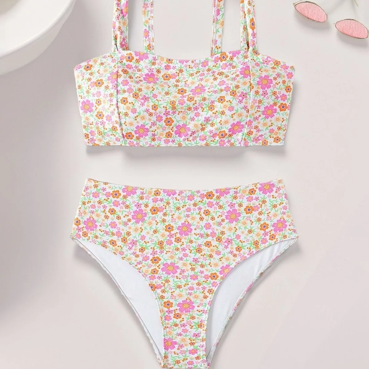 2024 New Small Floral High Waist Sexy Bikini Split Women's Swimsuit