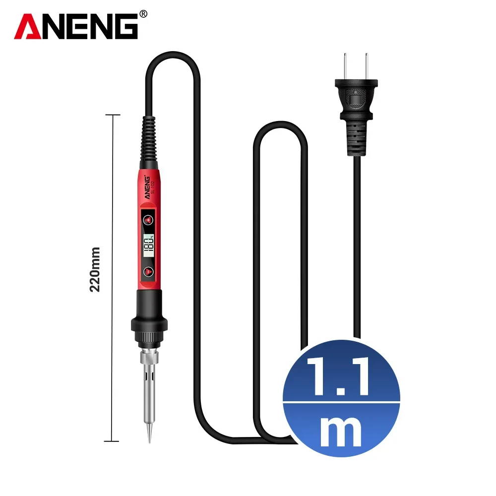 ANENG SL102 60W Digital Electric Soldering Iron Temperature Adjustable 220V 110V Welding Tool Ceramic Heater Soldering Tips