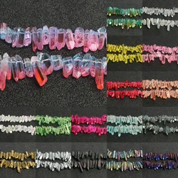 Natural Quartz Crystal Stick Beads Gradient Color Raw Gems Loose Point Beads for Jewelry Making DIY Necklace 10pcs/20pcs/30pcs