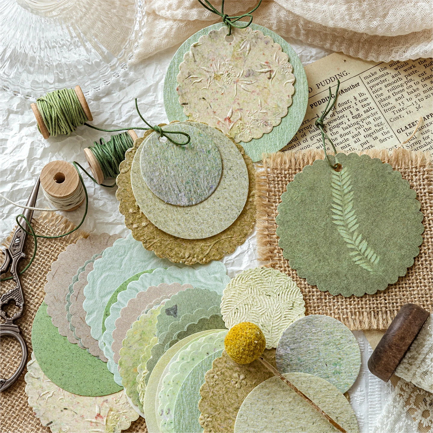 Morning Rain 3D Embossed Colorful Sticky Notes High-Value Non-Adhesive Vintage Specialty Paper Round Journal Material Paper Background Paper