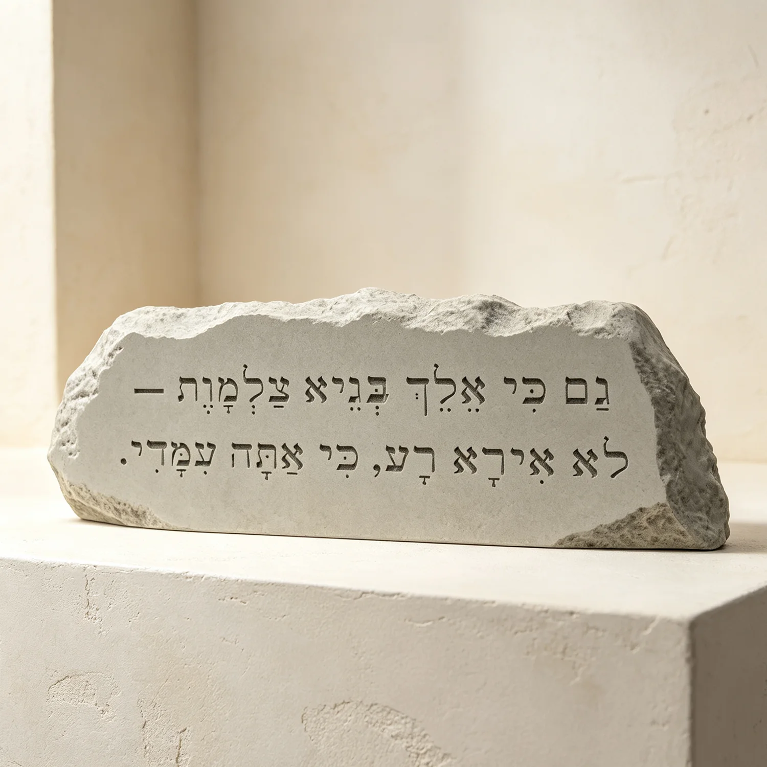 Silicone Mold For Psalm 23:4 Hebrew Text Rock‑Shaped Plaque,DIY Cement Gypsum Judaica Decor Casting Mould