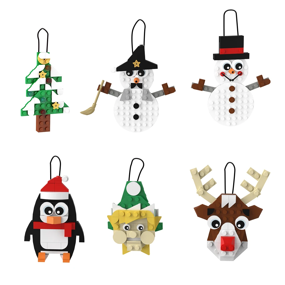 Moc-Christmas Pendant Building Blocks, Ideal para Festival, Conjuntos de Brinquedos Infantis, Presente Adulto, Decoração para Árvore de Natal, Mini Tijolos DIY