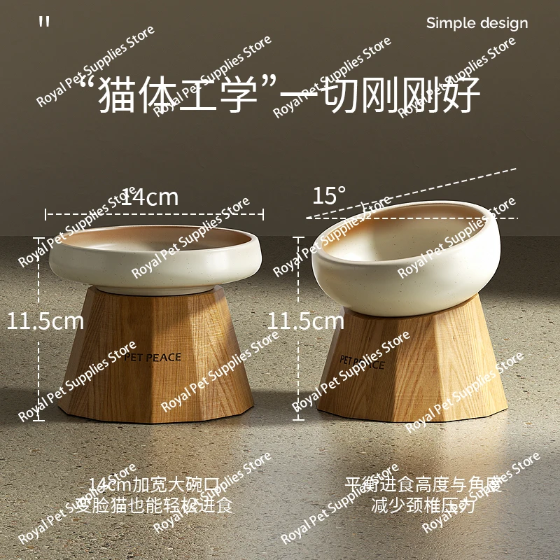 Cat Bowl Ceramics Protect The Cervical Spine, Raise The Foot Oblique Mouth Cat Food Basin, Drink Water Bowl To Prevent