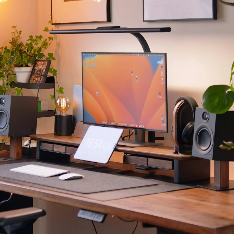 Modular SW Monitor Stand Solid Wood Office Monitors Organizer Riser Bracket Desktop Monitor Storage Holder Computer Screen Base