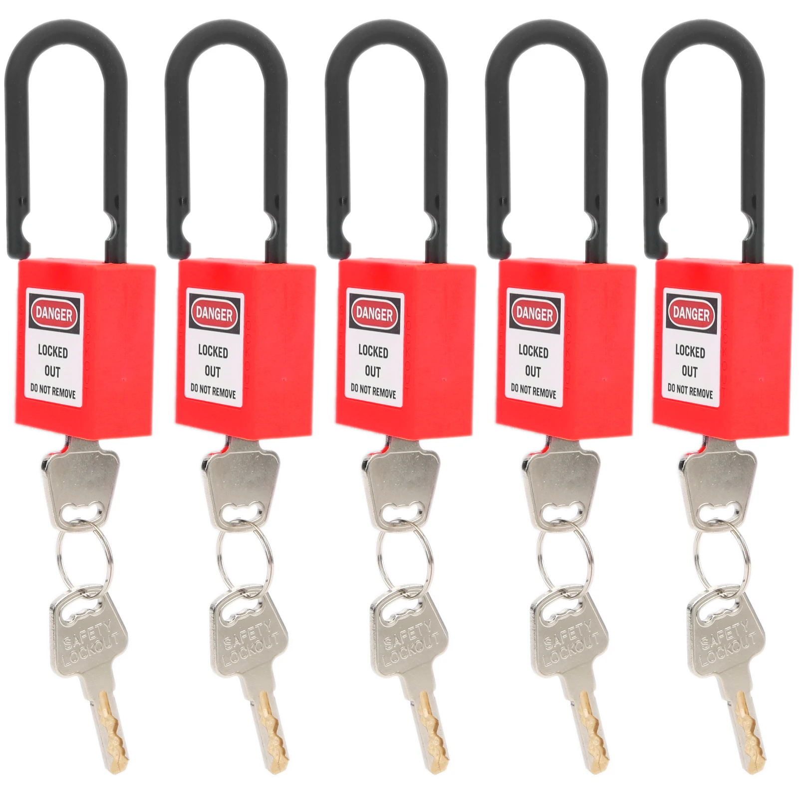 ZK30 	5 Sets Lockout Lock 38mm Nylon Engineered Dustproof Security Padlock for Industrial SiteRed