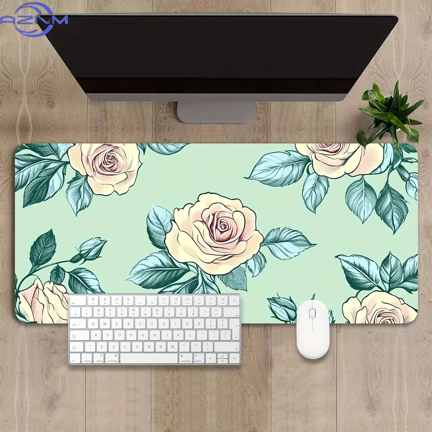 Desk Mat, Pastel Rose Pattern Desk Pad, Large Gaming Mouse Pad Office Keyboard Pad, Non-Slip Computer Mouse Pad Gift for Teen/Bo