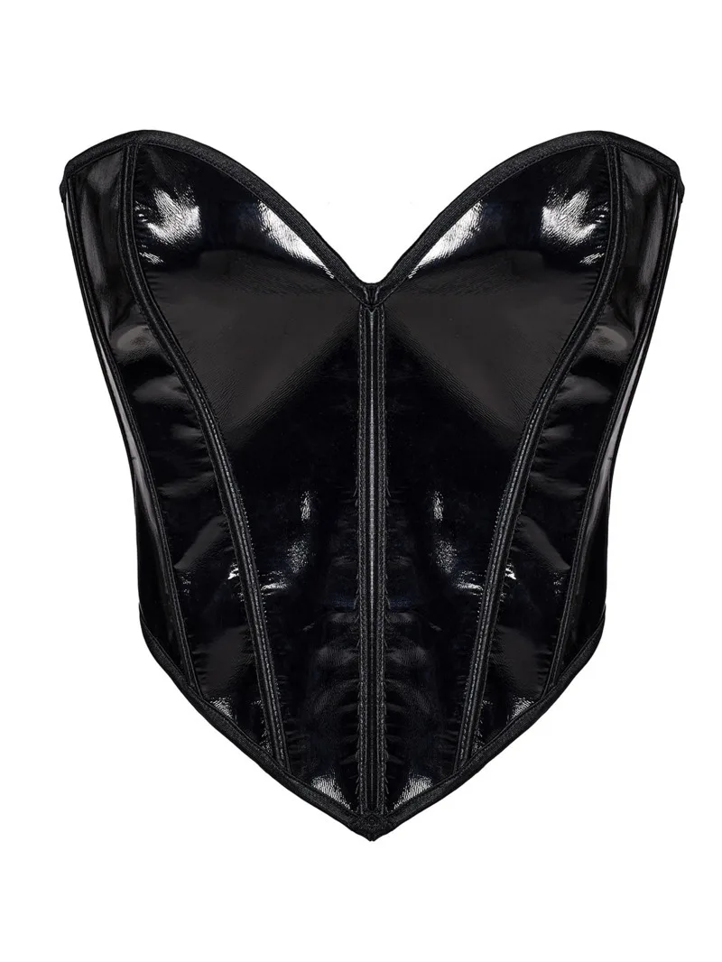 Push-Up Chest Support Glossy Fishbone Sexy Style Waist Cincher Tummy Control Top For Women Solid Color Pure Desire Charming JKOB