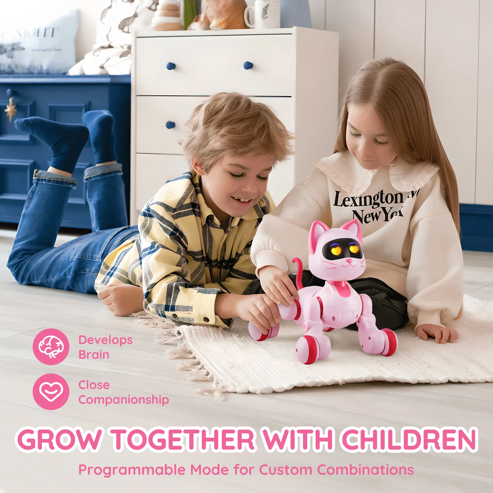 VEVOR Juguete robot para gatos con control remoto, mascota robótica interactiva inteligente programable con control táctil para niños, juguete acrobático que camina, canta y baila para niños de 3, 4, 5, 6, 7, 8 y 10 añ
