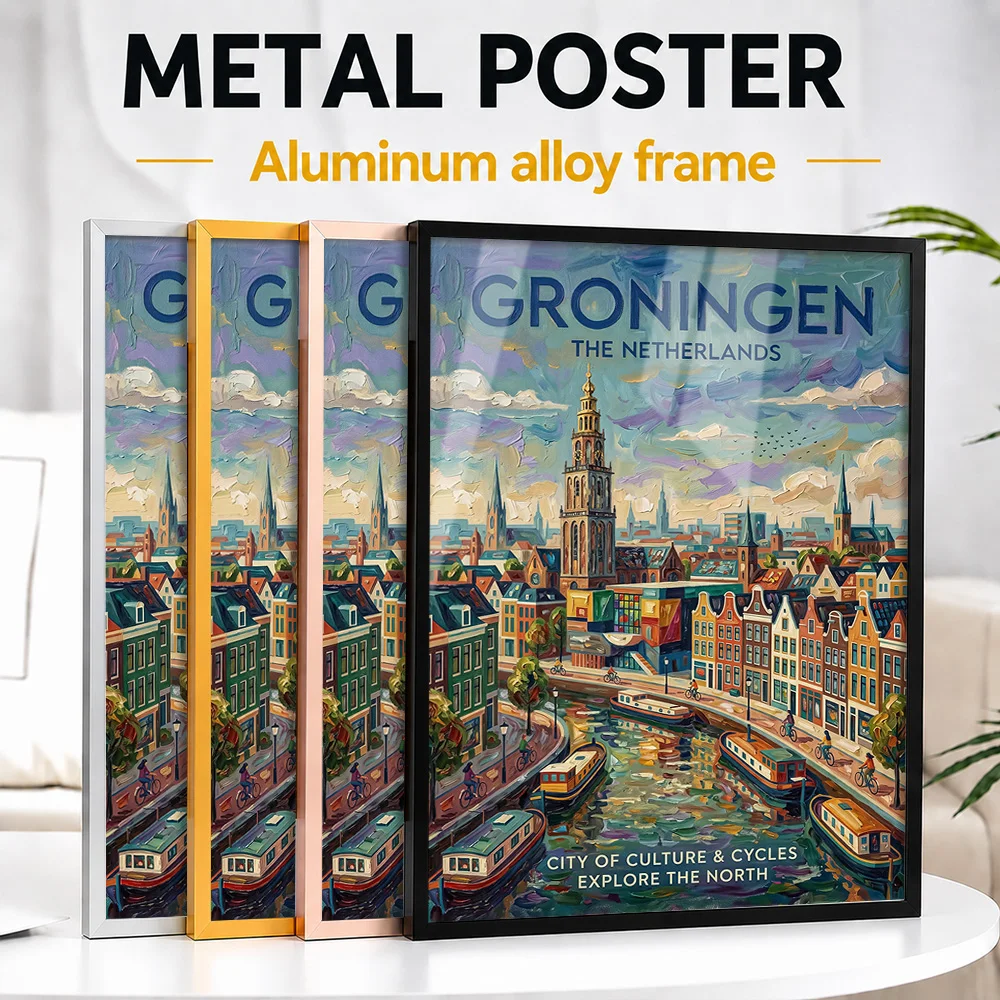 Groningen City Netherlands Travel Metal Poster With Aluminum Alloy Frame Personalized Vintage Style Wall Art For Living Room