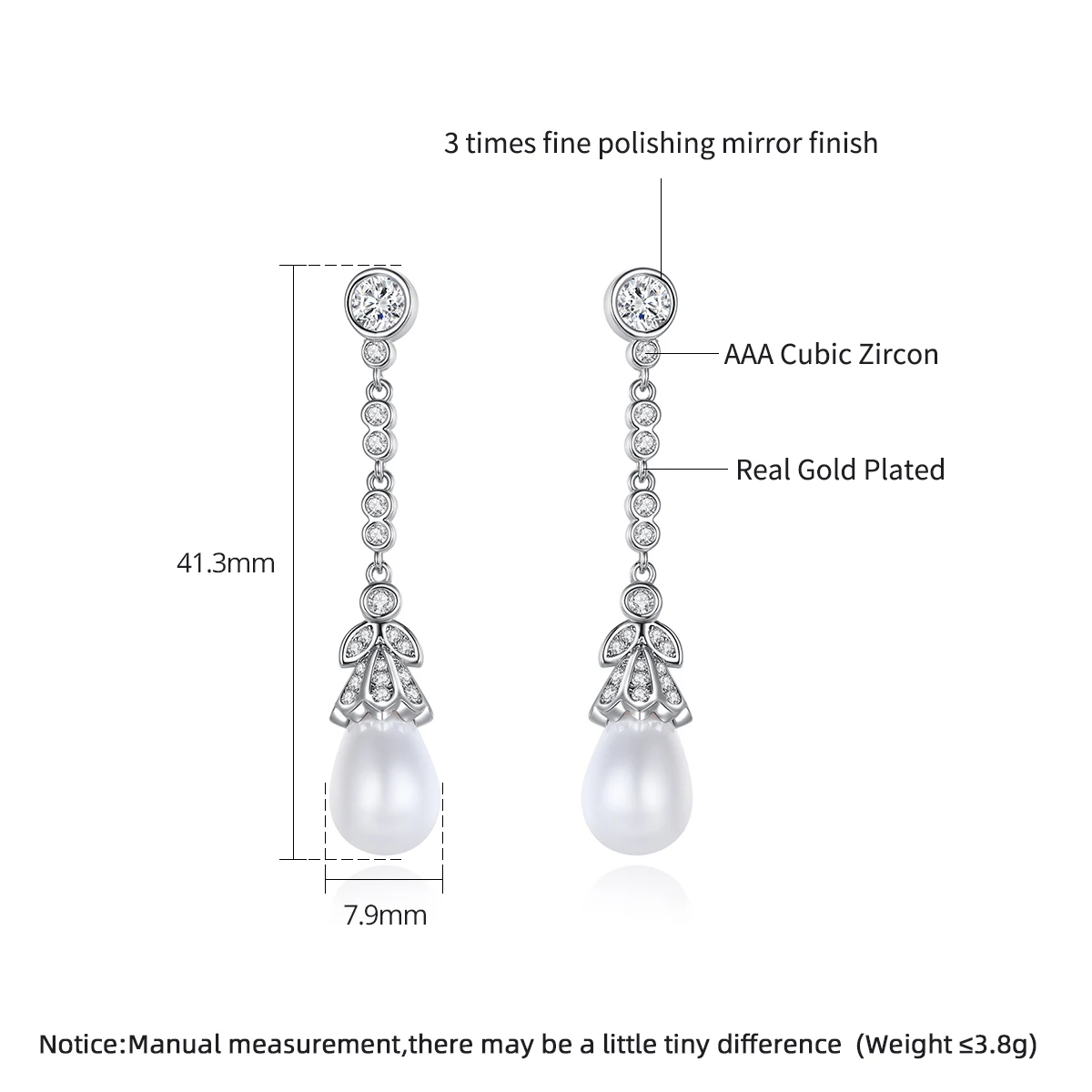 LUOTEEMI Vintage Imitation Drop Pearl Earrings Elegant Women Fashion Tiny CZ Long Earring Classic Design Korean Pearl Jewelry