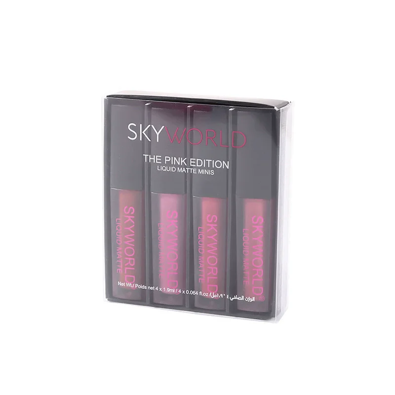 4 Stuks Lippenstift Set Matte Lipgloss Waterdichte Lip Glazuur Tint Non-stick Non-Fading Lippen Skyworld Lip make-up Cosmetische Lip Care