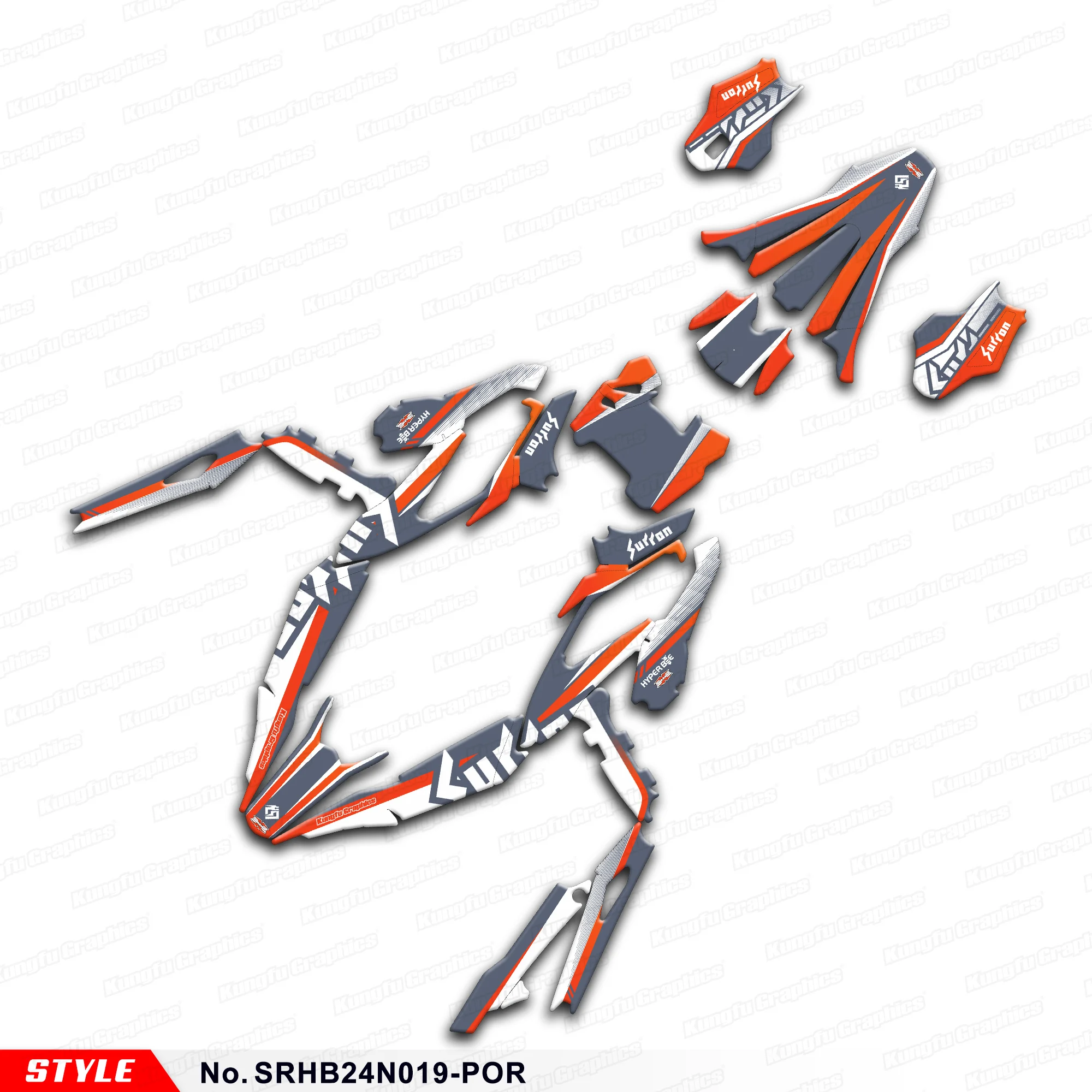 

JY RACING Custom Stickers Complete Durable Vinyl for Hyper Bee Dirt eBike, Rebuilding, SRHB24N019-POR