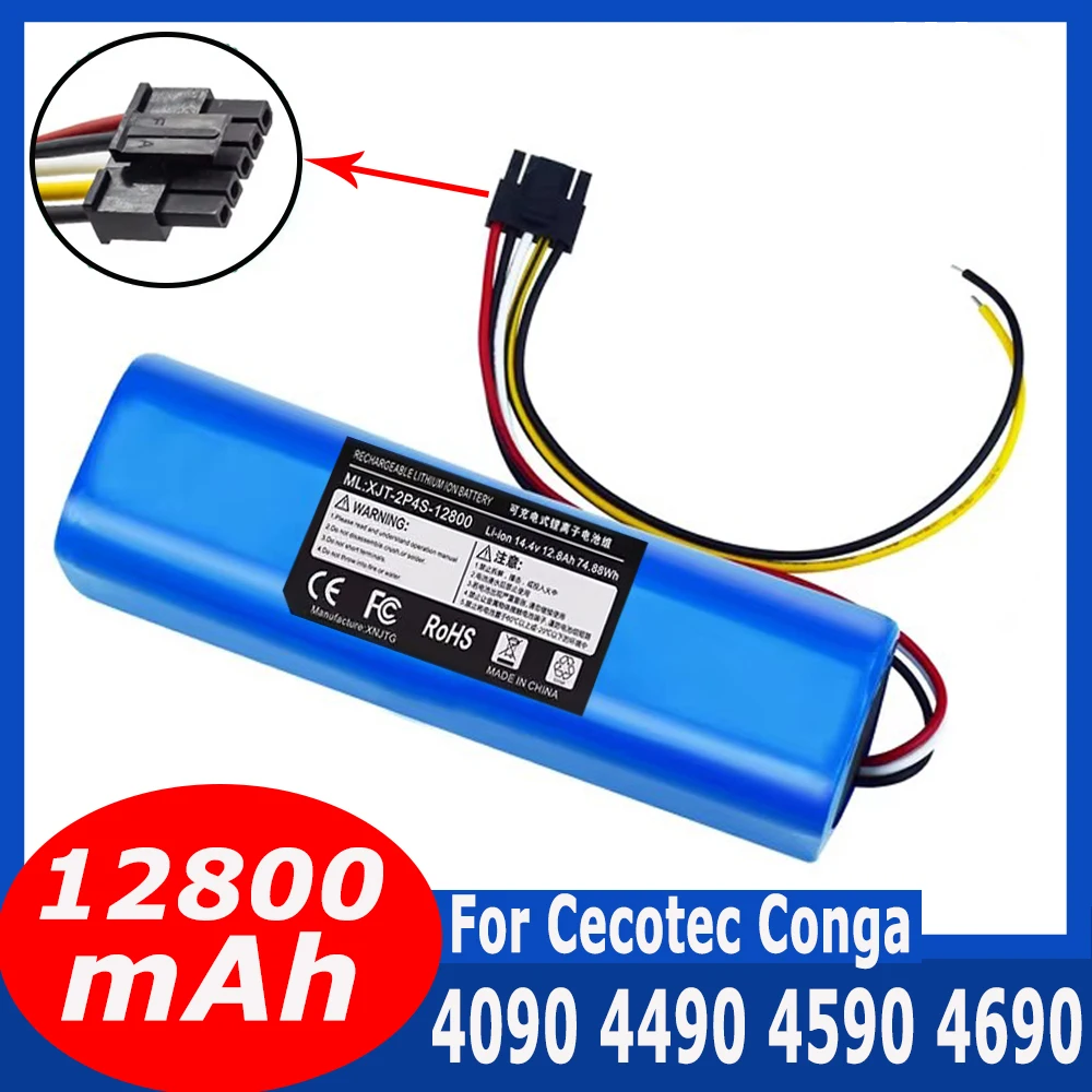 New 5200mAh/12800mAh Replacement Battery For CECOTEC CONGA 4090 4490 4590 4690 Robot Vacuum Cleaner Accessories Spare Parts Tool