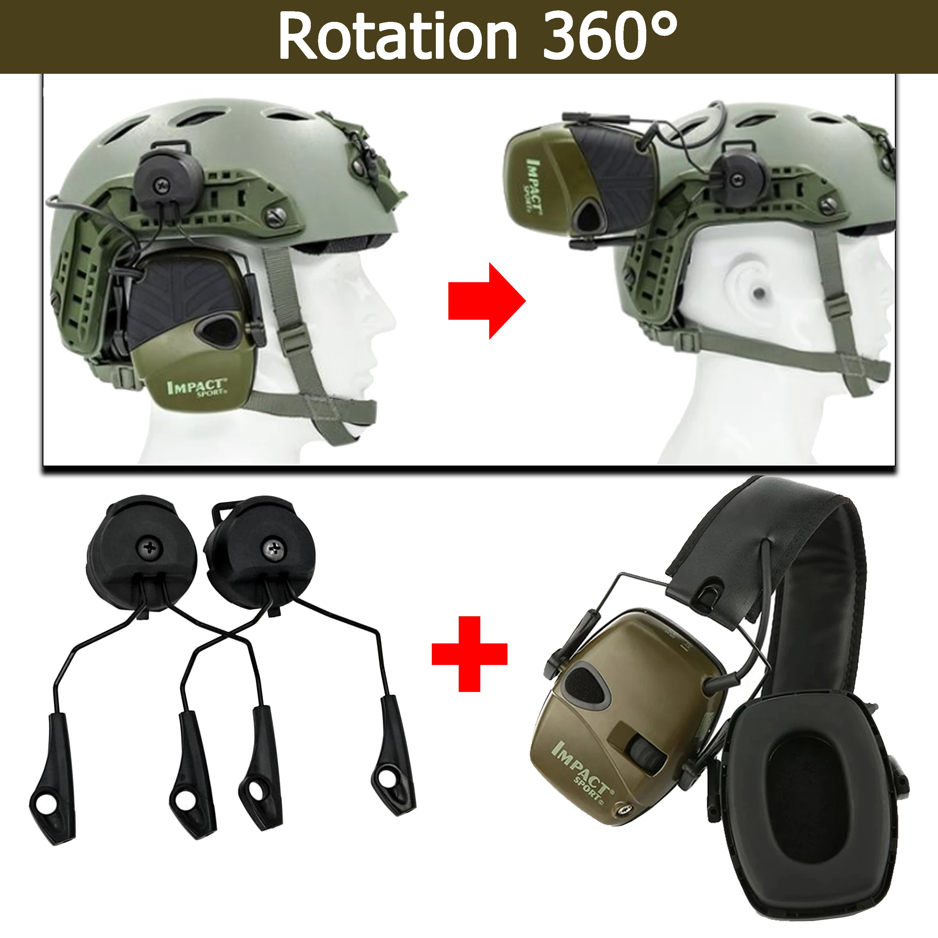 Imagem -03 - Tactical Cancelamento de Ruído Bluetooth Headconjunto Equipado com Capacete de Ação Rápida Arc Faixa Kit Adaptador Capacete Acessórios