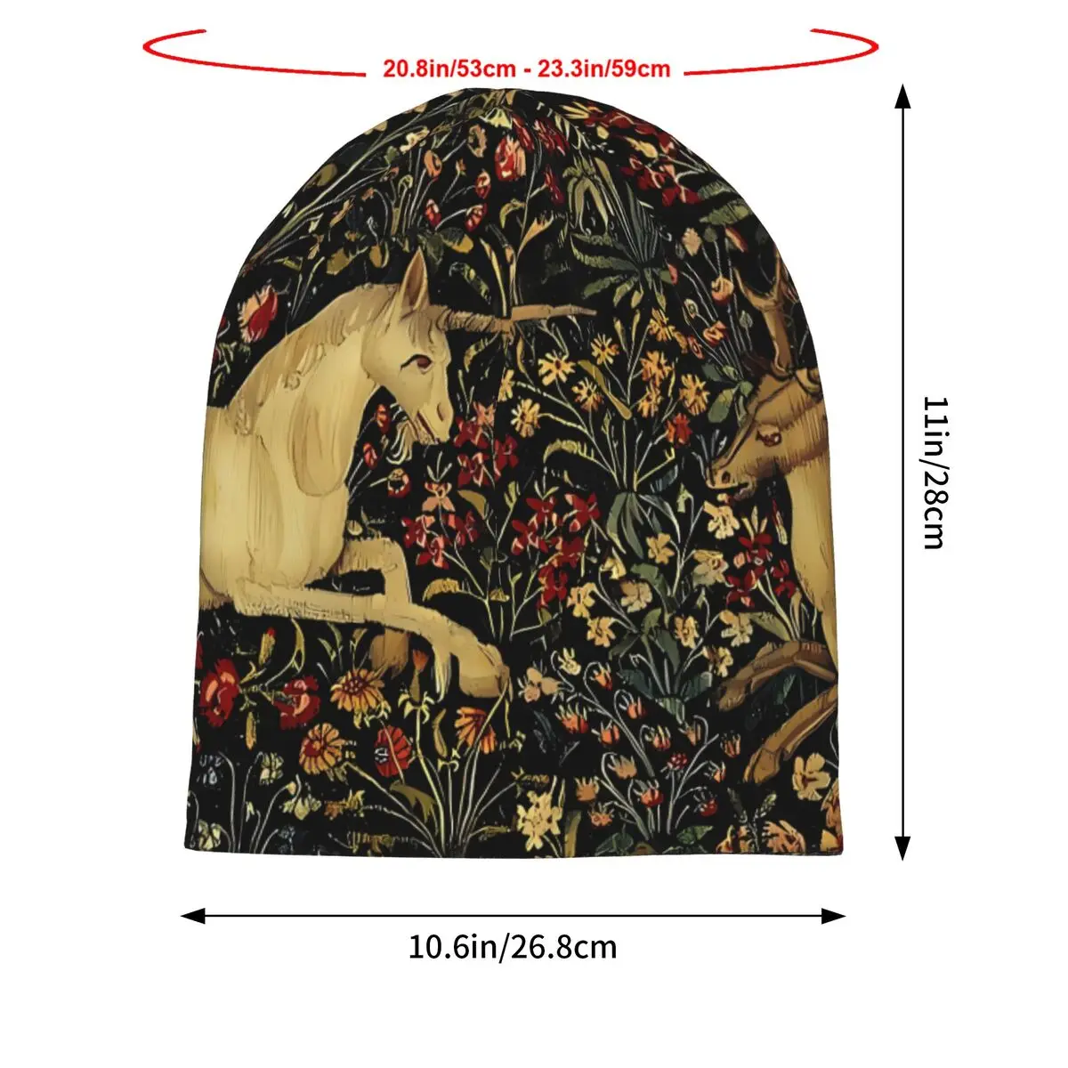 Medieval Unicorn Midnight Floral Unisex Bonnet Thin Outdoor Hats Double Layer Hat Breathable Caps