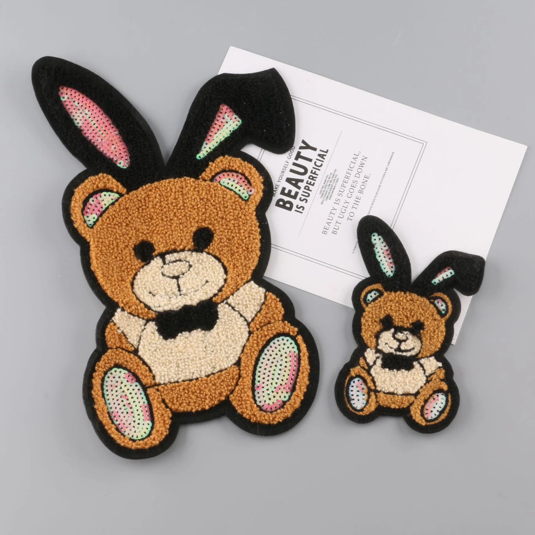 Sequin Bunny Bear Embroidery Plush Clothing Hoodies Stickers Patch DIY Hand Sewing Patches on clothes Embroidered Accessories